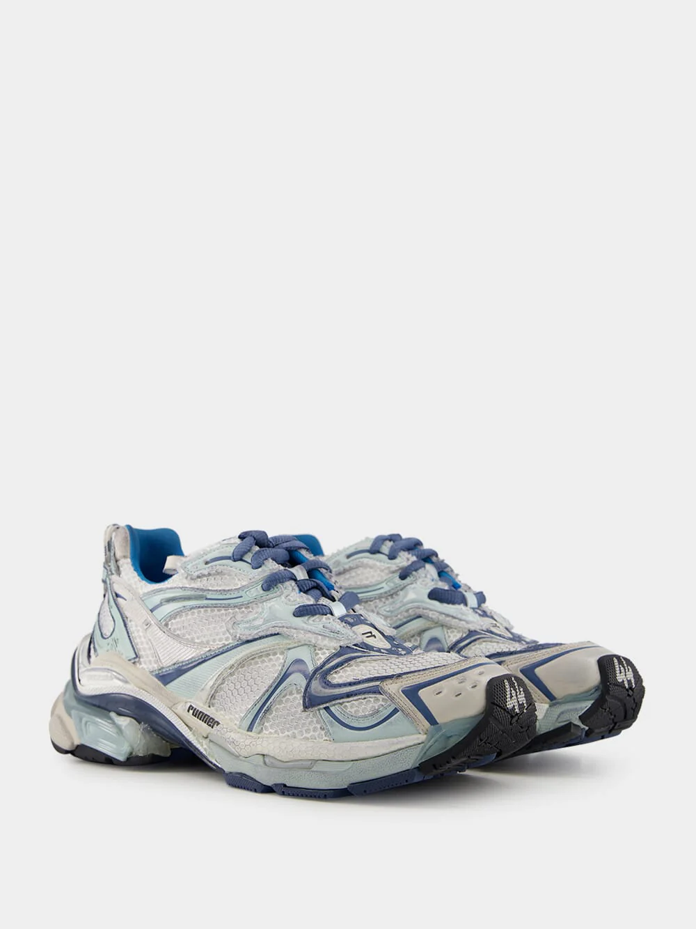 White, Blue & Beige Runner 2.0 Sneakers - Image 3