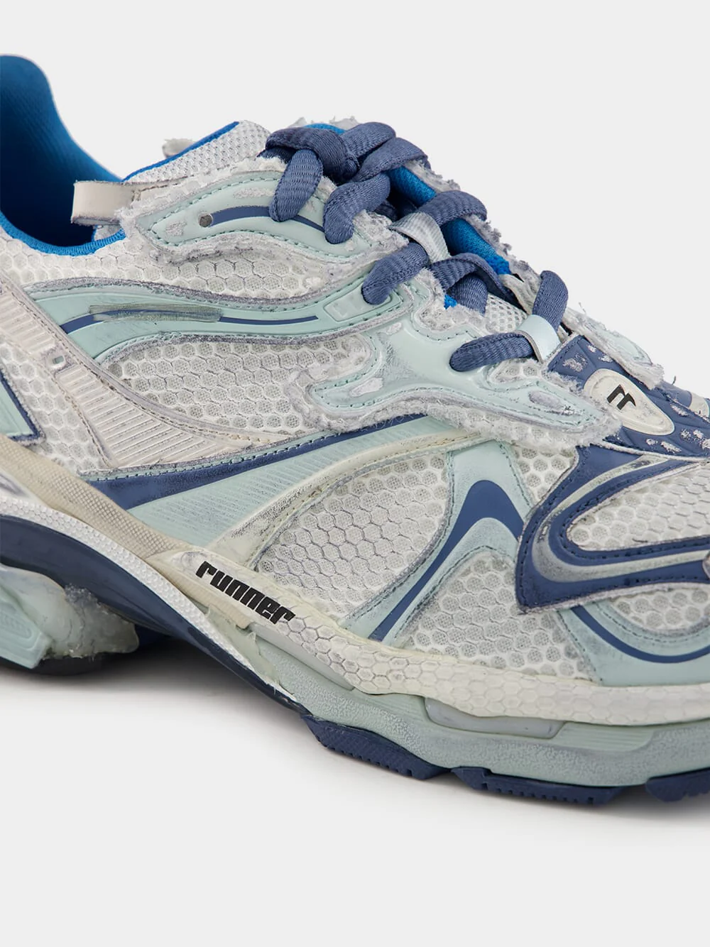 White, Blue & Beige Runner 2.0 Sneakers - Image 7