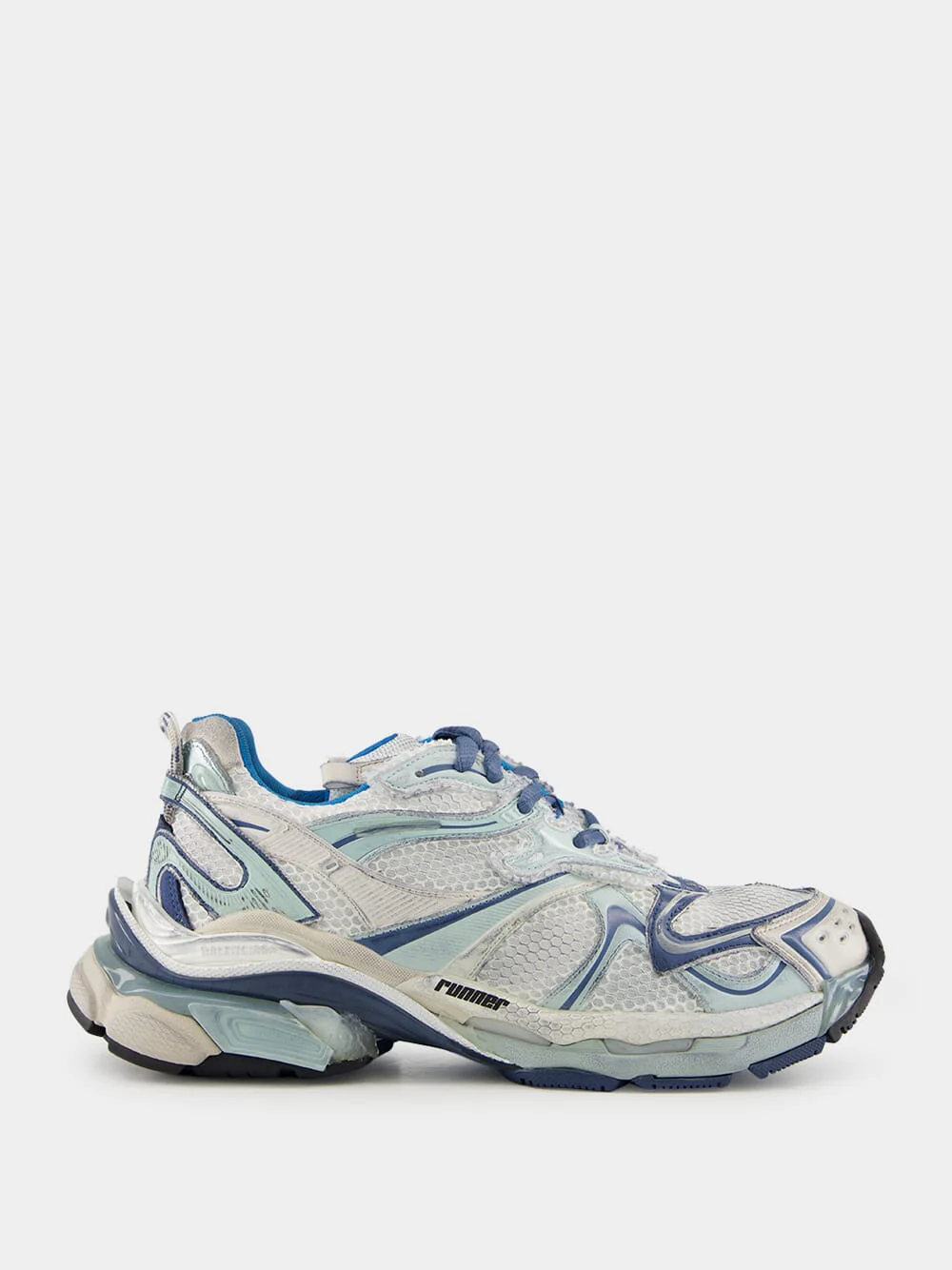 White, Blue & Beige Runner 2.0 Sneakers - Image 8