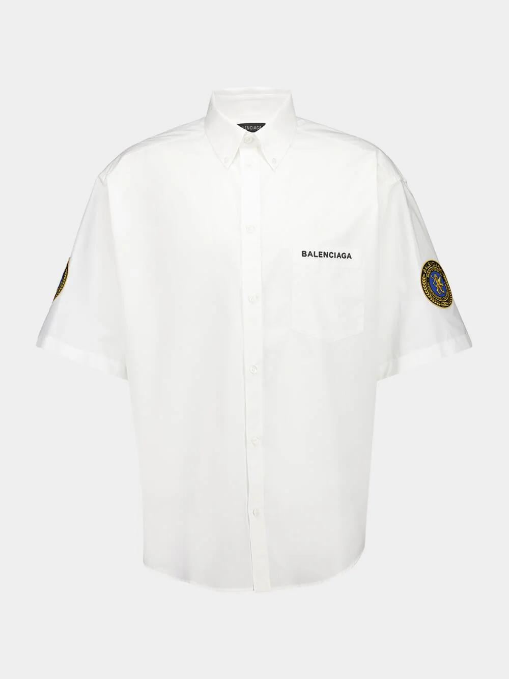 White Cotton Poplin Short Sleeve Shirt