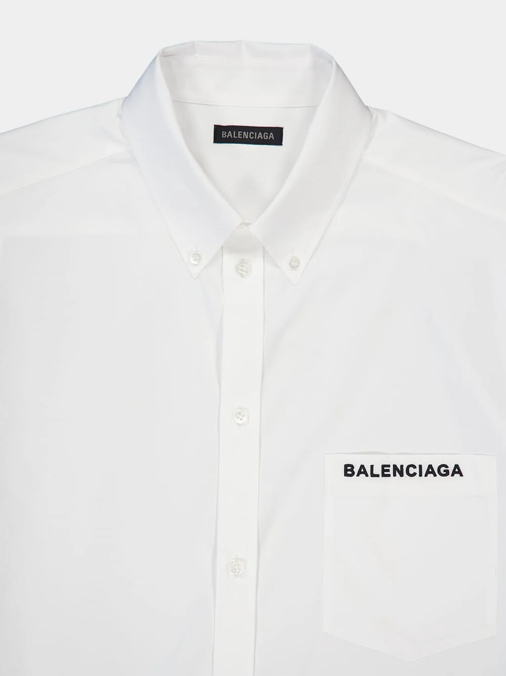 White Cotton Poplin Short Sleeve Shirt - Image 3
