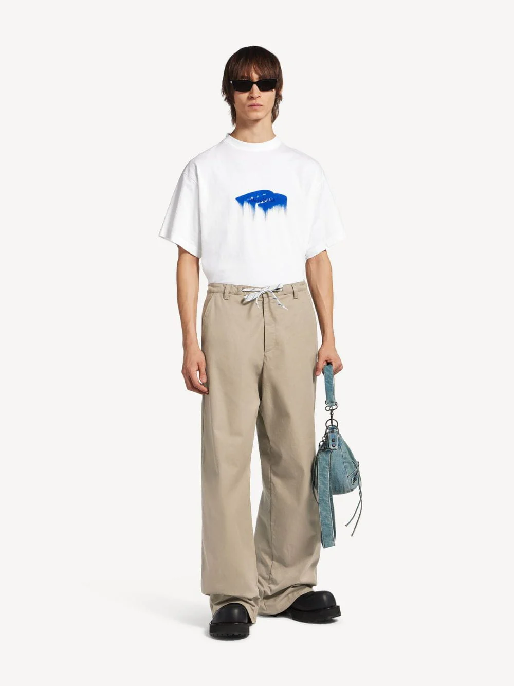 White Wet Brush Graphic Cotton T-Shirt