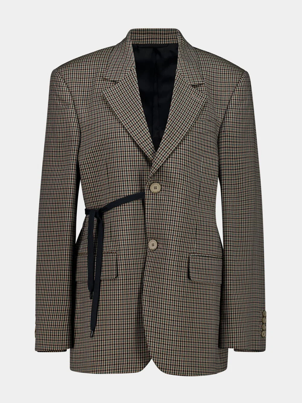 Wrap Tailored Jacket in Khaki and Brown