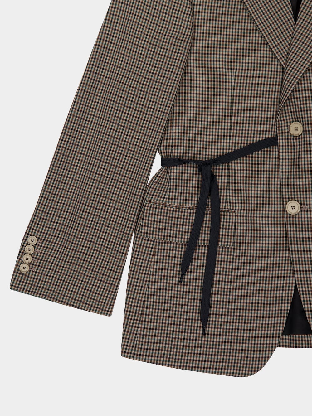Wrap Tailored Jacket in Khaki and Brown - Image 6