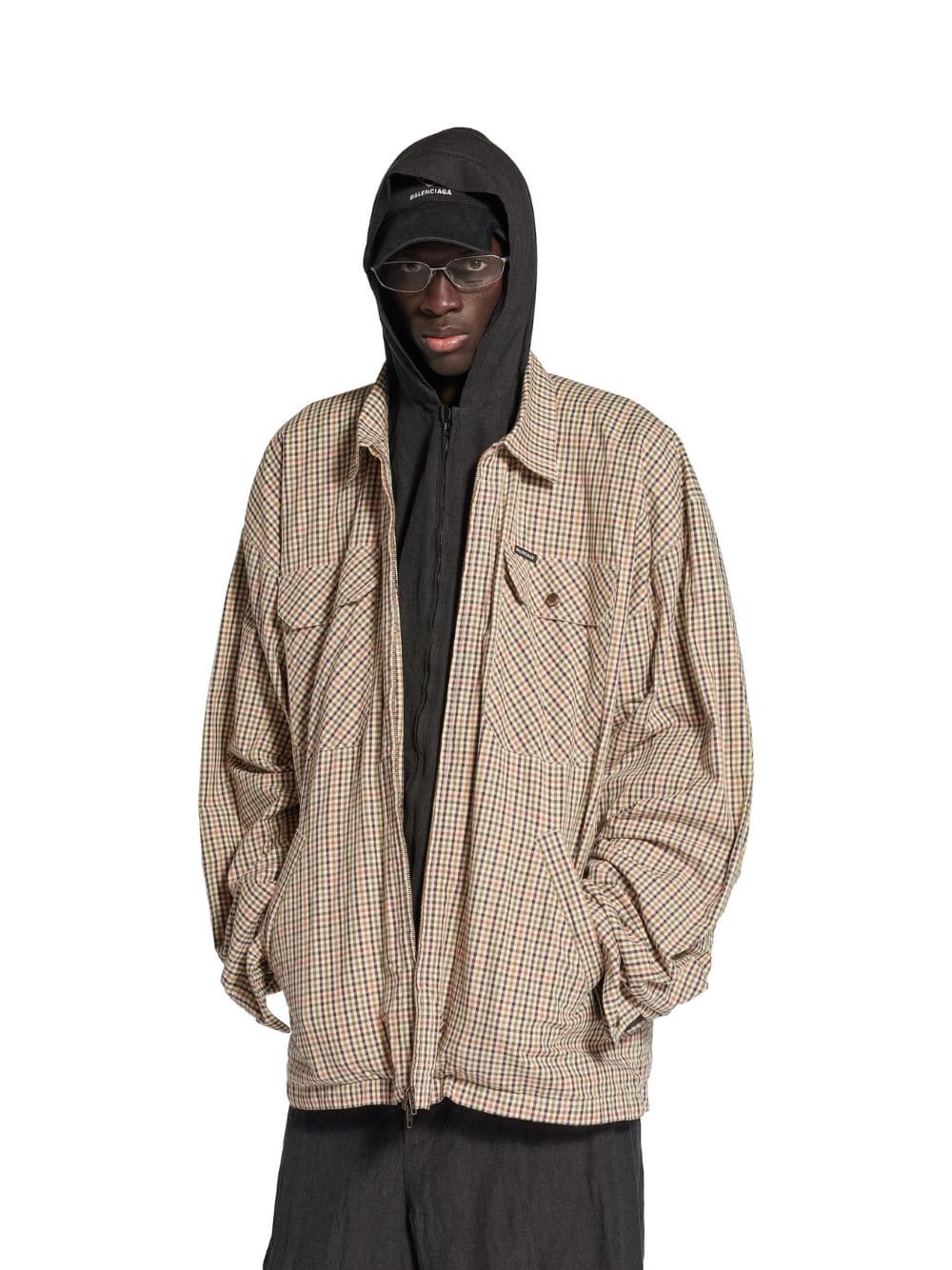 Zip-up Shirt in Beige and Khaki - Image 2