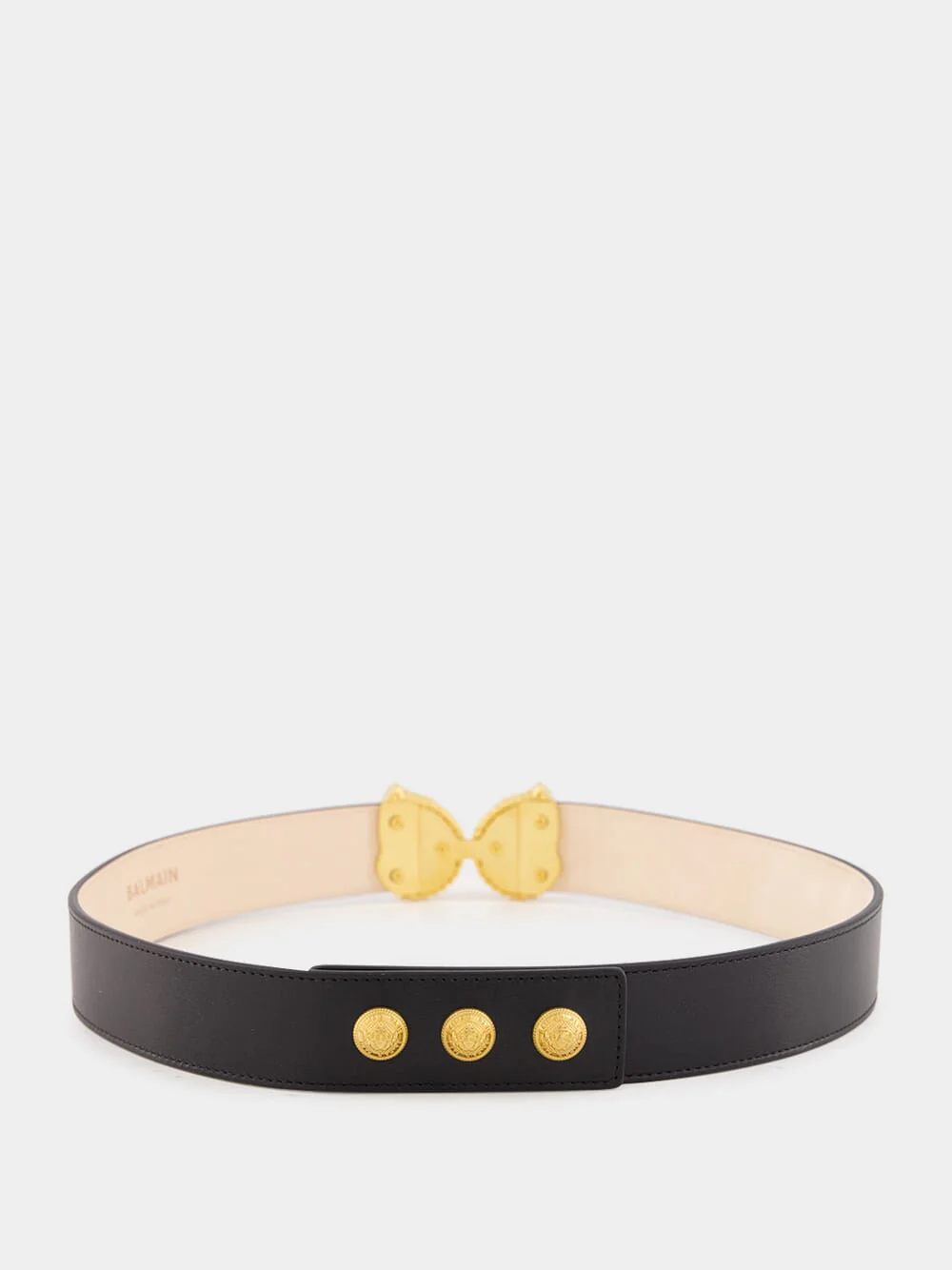 Embellished Gold Snail Buckle Leather Belt - Image 3