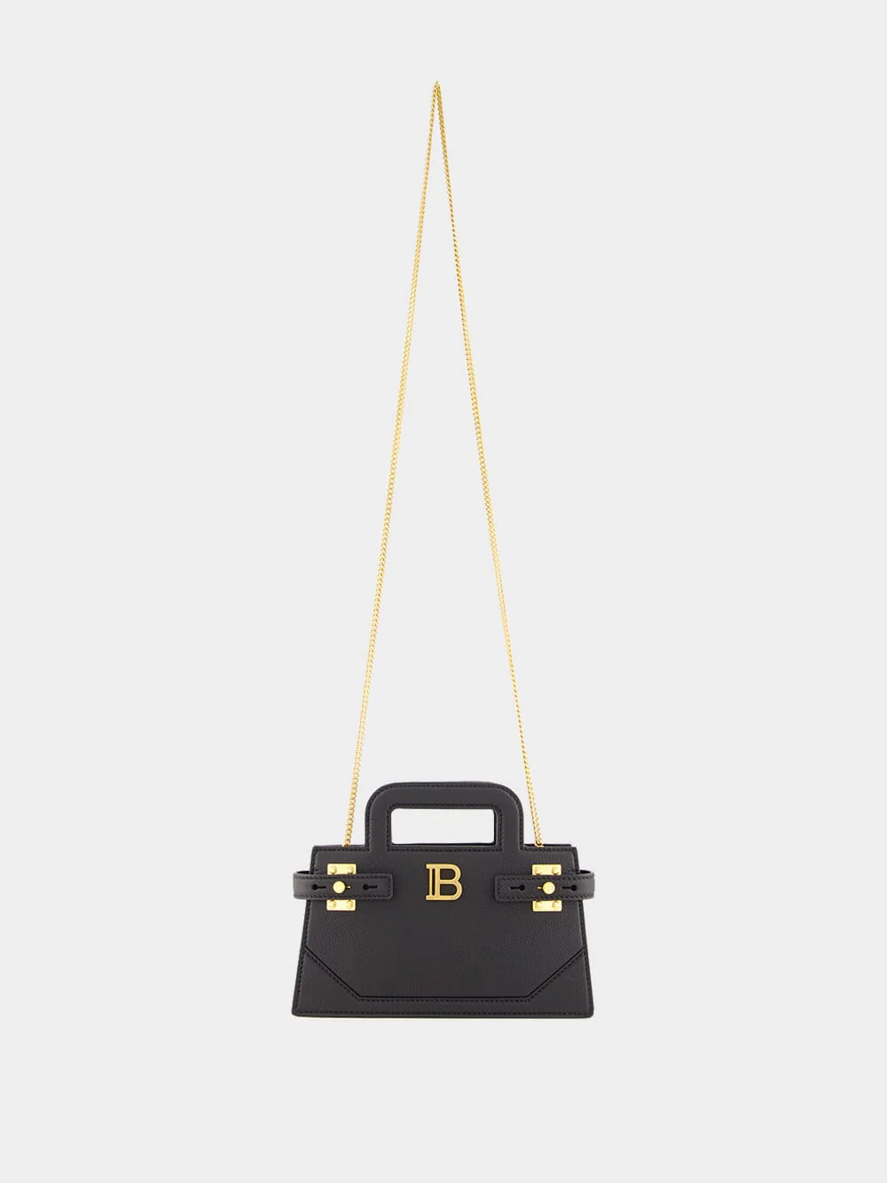 Black Small B-Buzz Top Handle Bag in Grained Leather - Image 3
