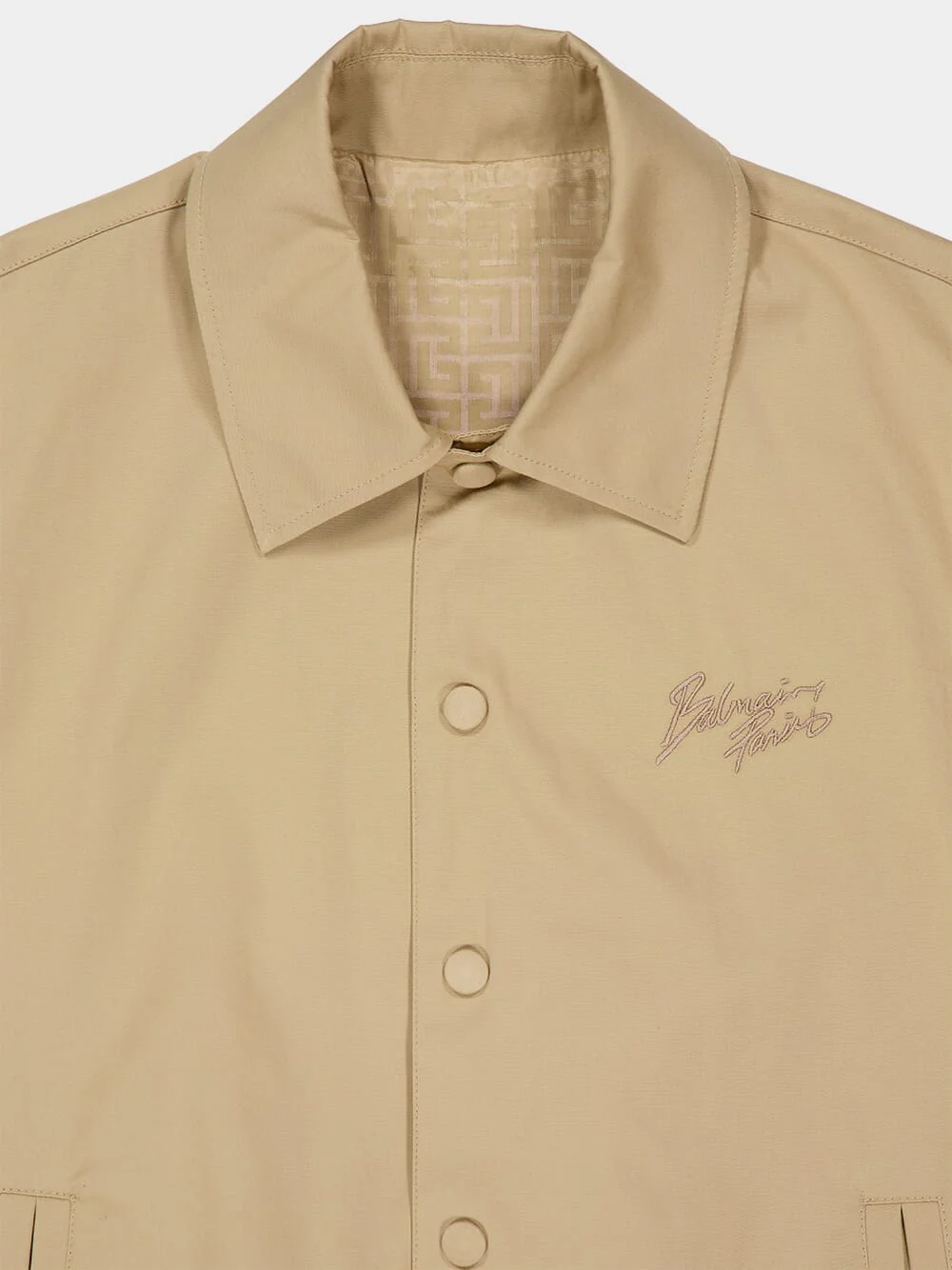 Beige Cotton Canvas Bomber Jacket - Image 5