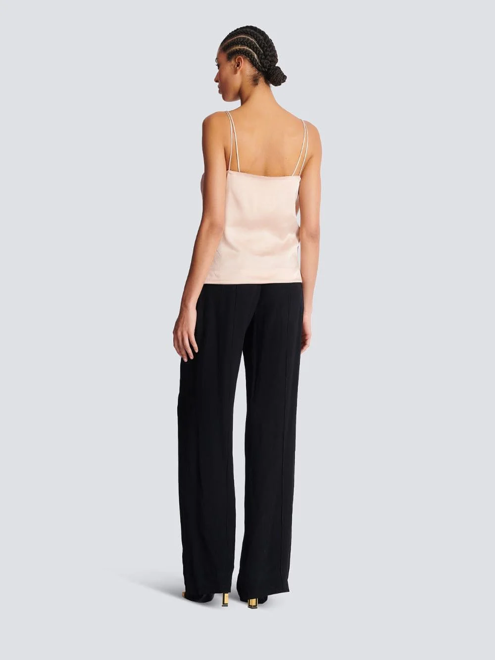 Beige Draped Satin Bustier Top - Image 4