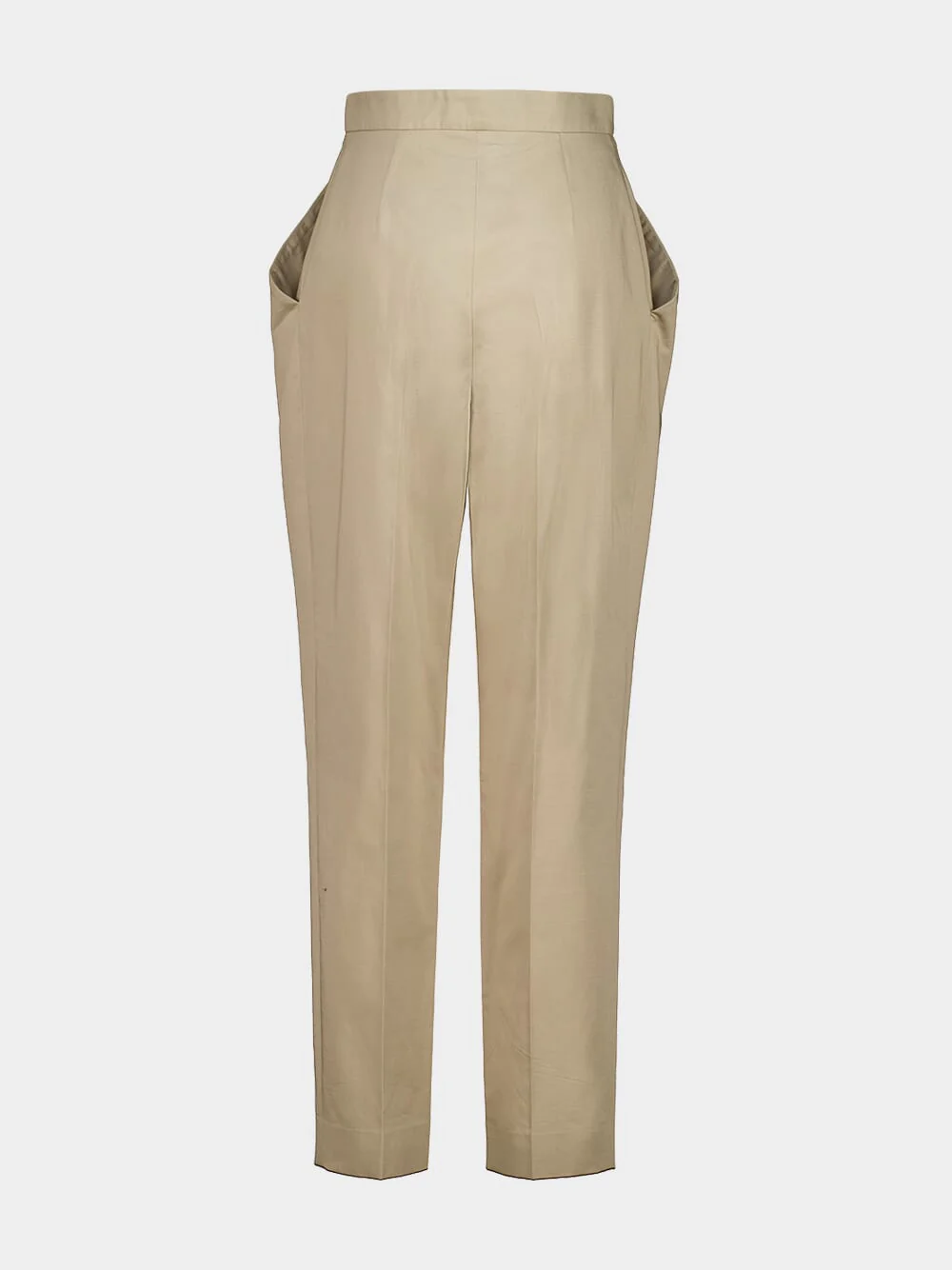 Beige Foncé Cotton High-Waisted Trousers - Image 2