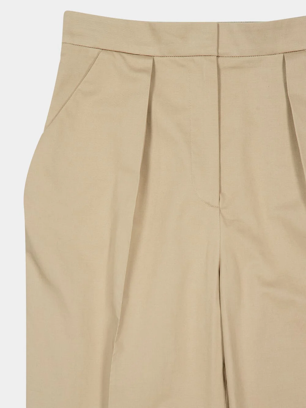 Beige Foncé Cotton High-Waisted Trousers - Image 3