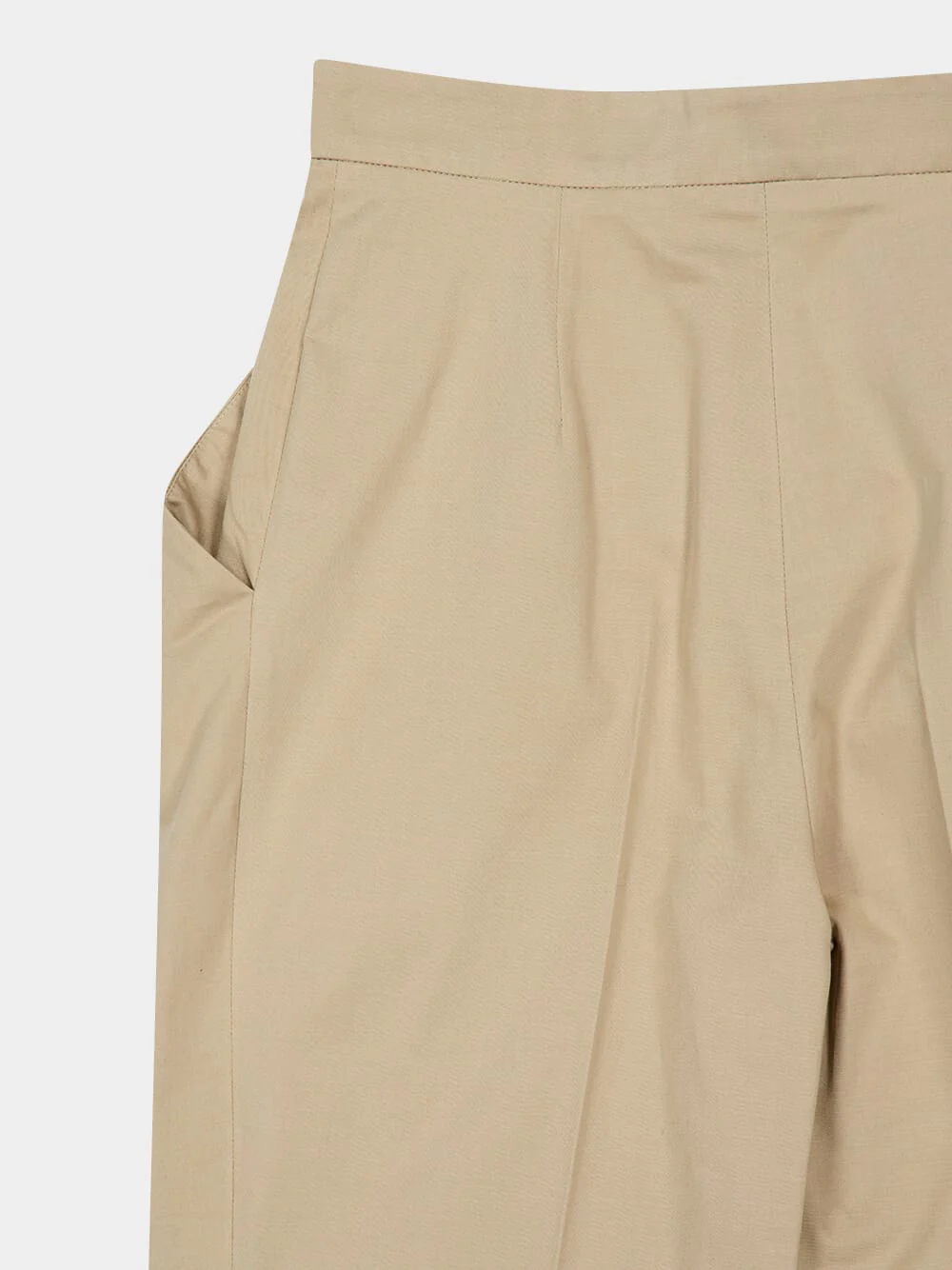 Beige Foncé Cotton High-Waisted Trousers - Image 4