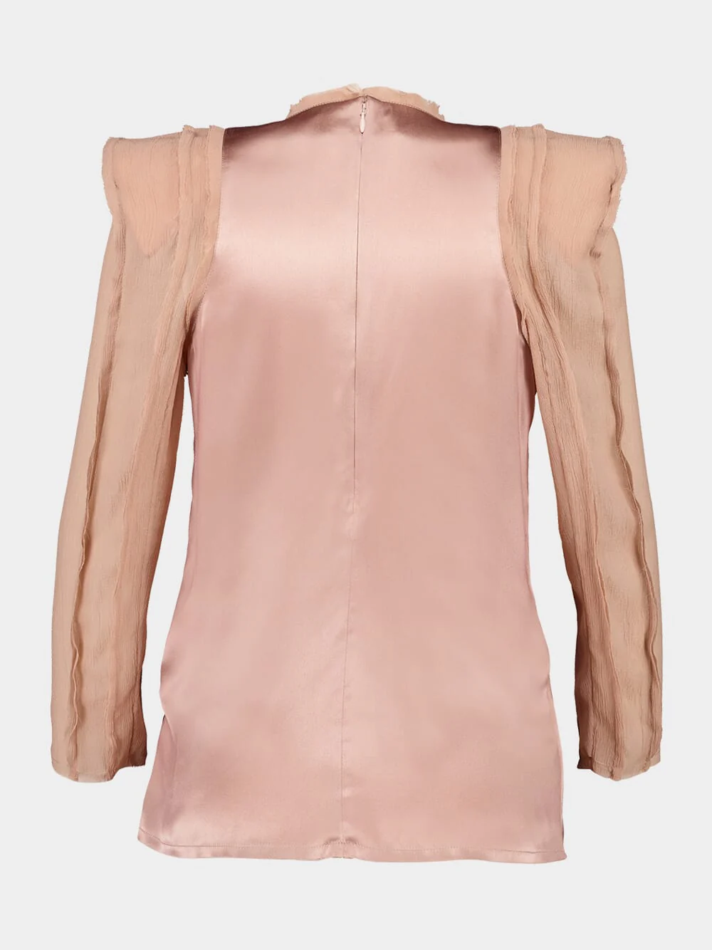 Beige Poudre Shoulder-Pad Blouse - Image 6
