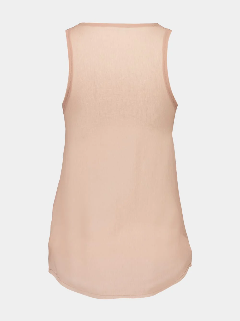 Beige Poudre Silk Crepe V-Neck Sleeveless Top - Image 2