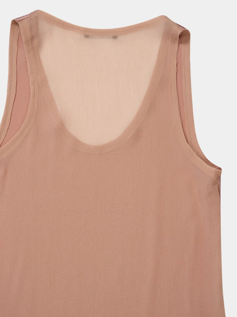 Beige Poudre Silk Crepe V-Neck Sleeveless Top - Image 8