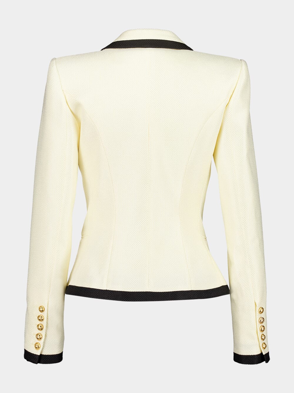 Beige Two-Tone Fitted Basketweave Jacket - Image 3