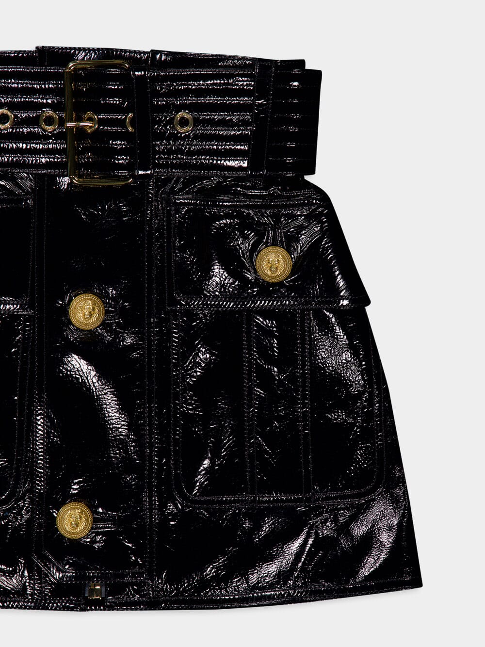 Belted Patent Leather Mini Skirt - Image 4
