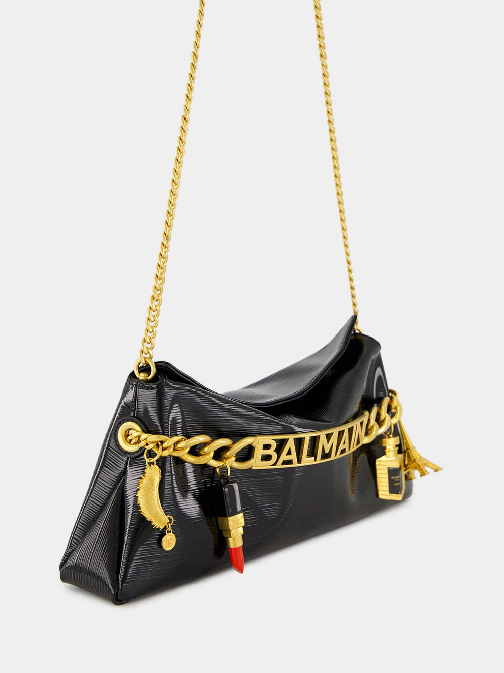 Black 1945 Striped Patent Leather Clutch - Image 3