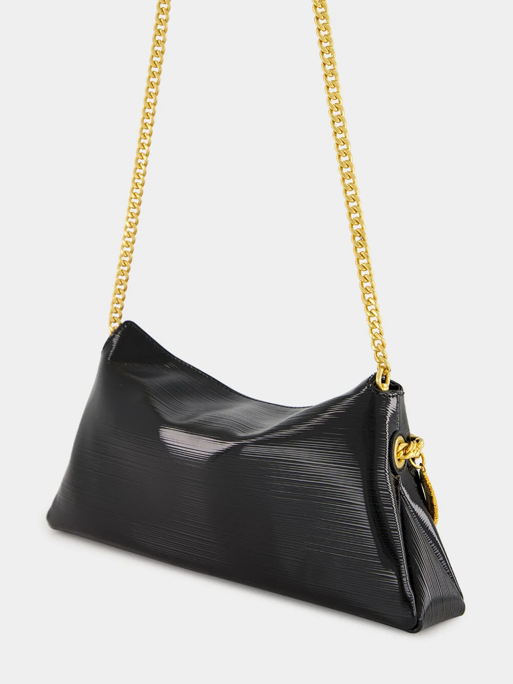 Black 1945 Striped Patent Leather Clutch - Image 6