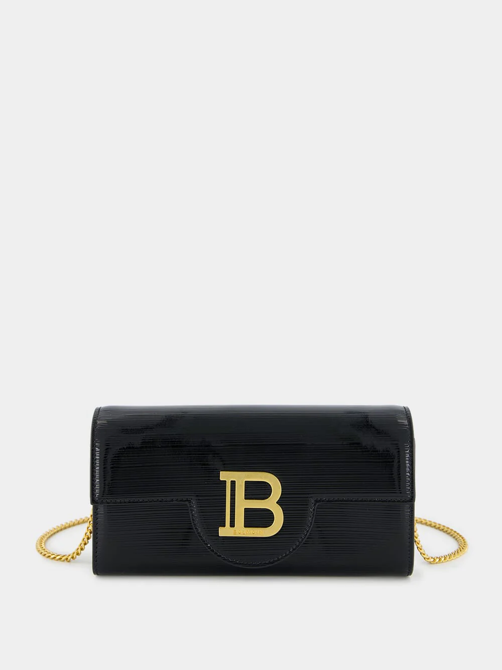 Black B-Buzz Wallet in Striped Patent Leather