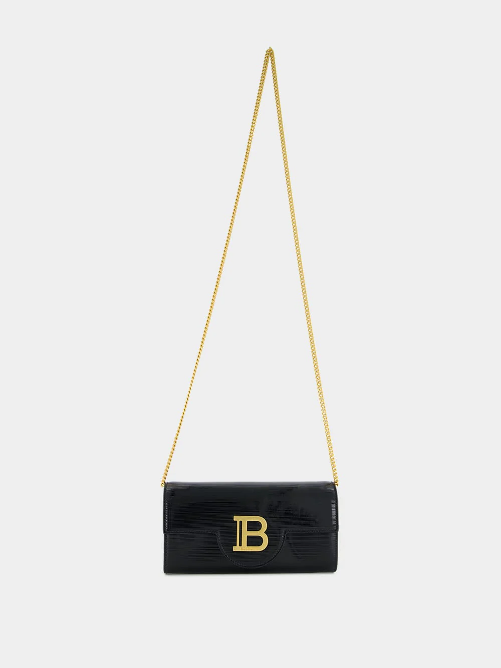 Black B-Buzz Wallet in Striped Patent Leather - Image 3
