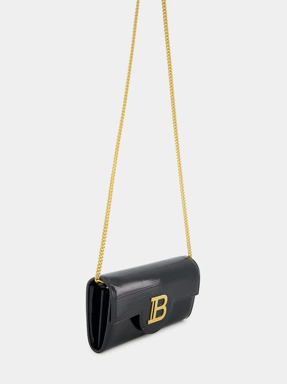 Black B-Buzz Wallet in Striped Patent Leather - Image 5