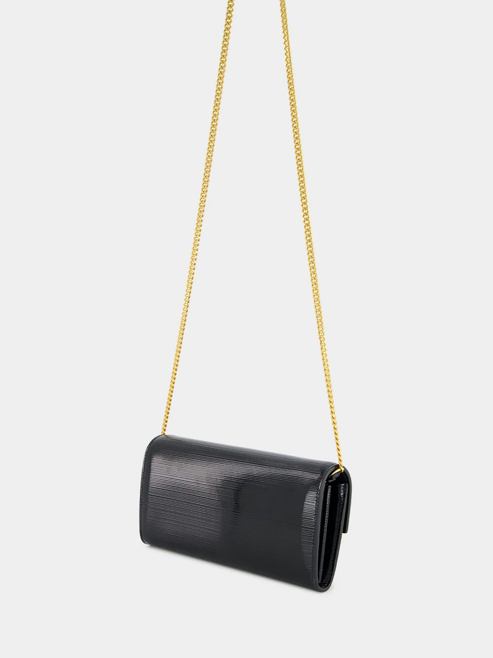 Black B-Buzz Wallet in Striped Patent Leather - Image 7
