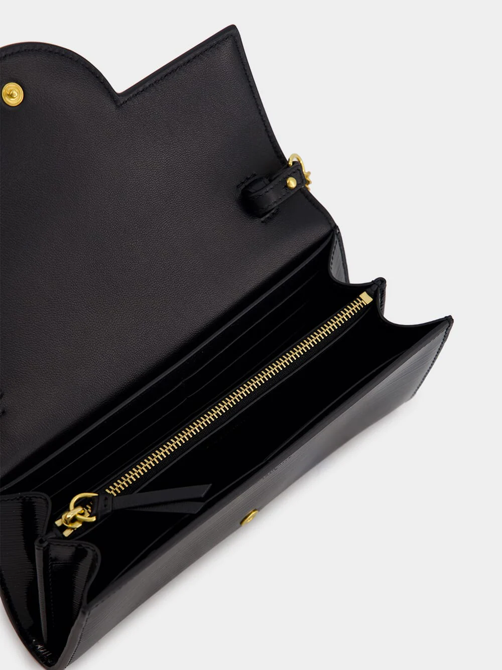 Black B-Buzz Wallet in Striped Patent Leather - Image 8