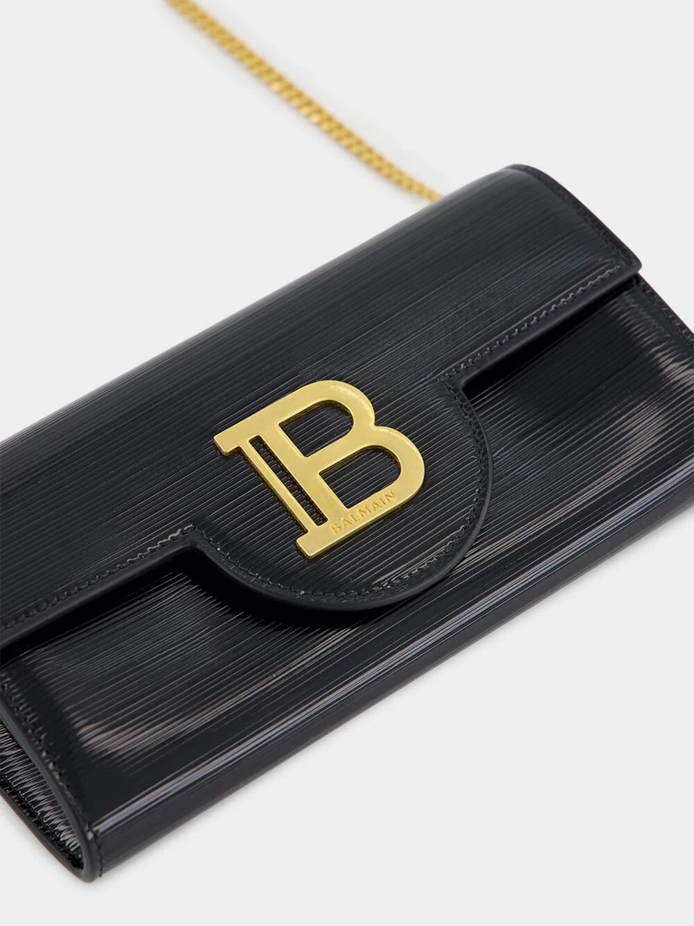 Black B-Buzz Wallet in Striped Patent Leather - Image 9