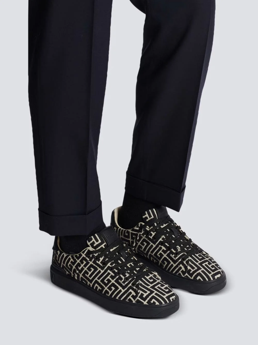 Black B-Court Jacquard Monogram Trainers - Image 2