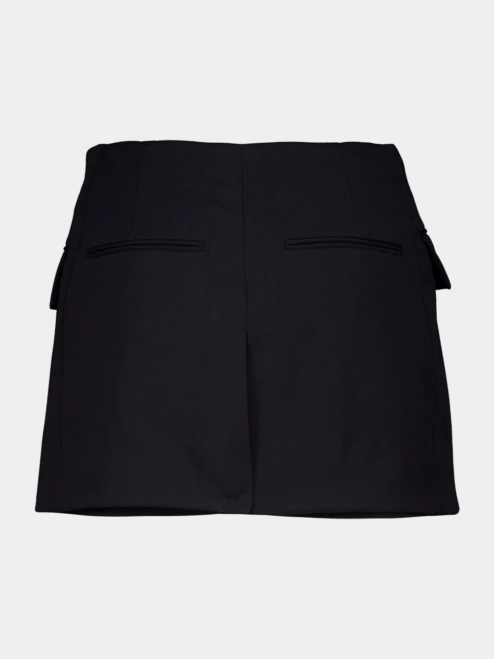 Black Buttoned 4-Pocket Wool Shorts - Image 2