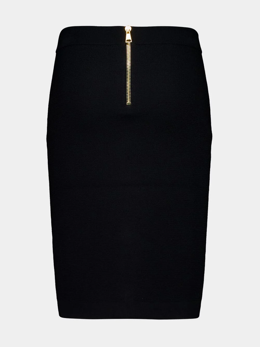 Black Compact Viscose Midi Skirt with Gold Buttons - Image 2