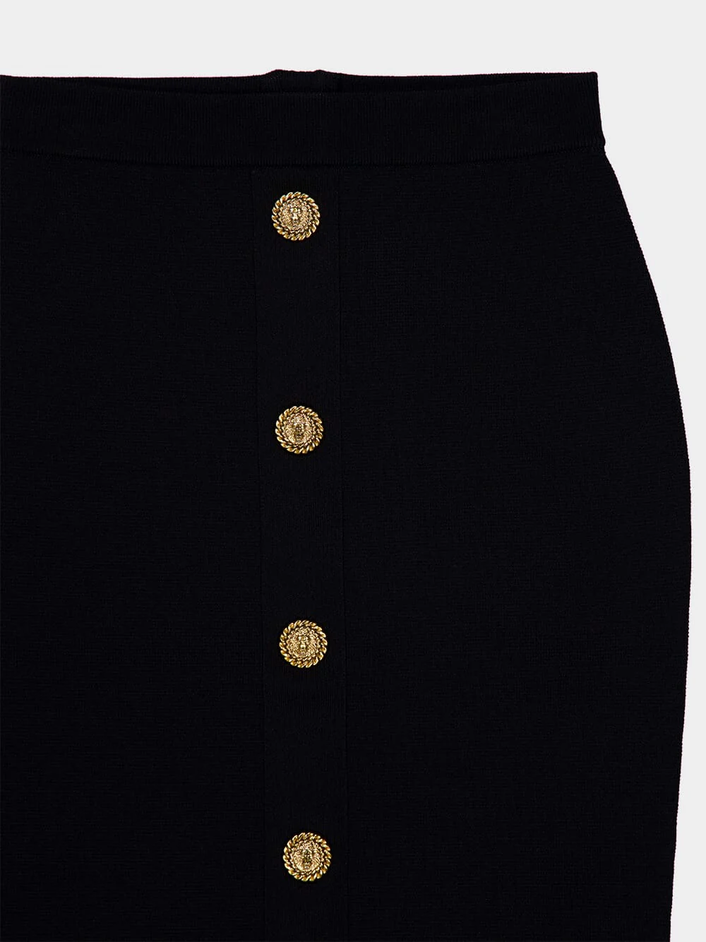 Black Compact Viscose Midi Skirt with Gold Buttons - Image 3