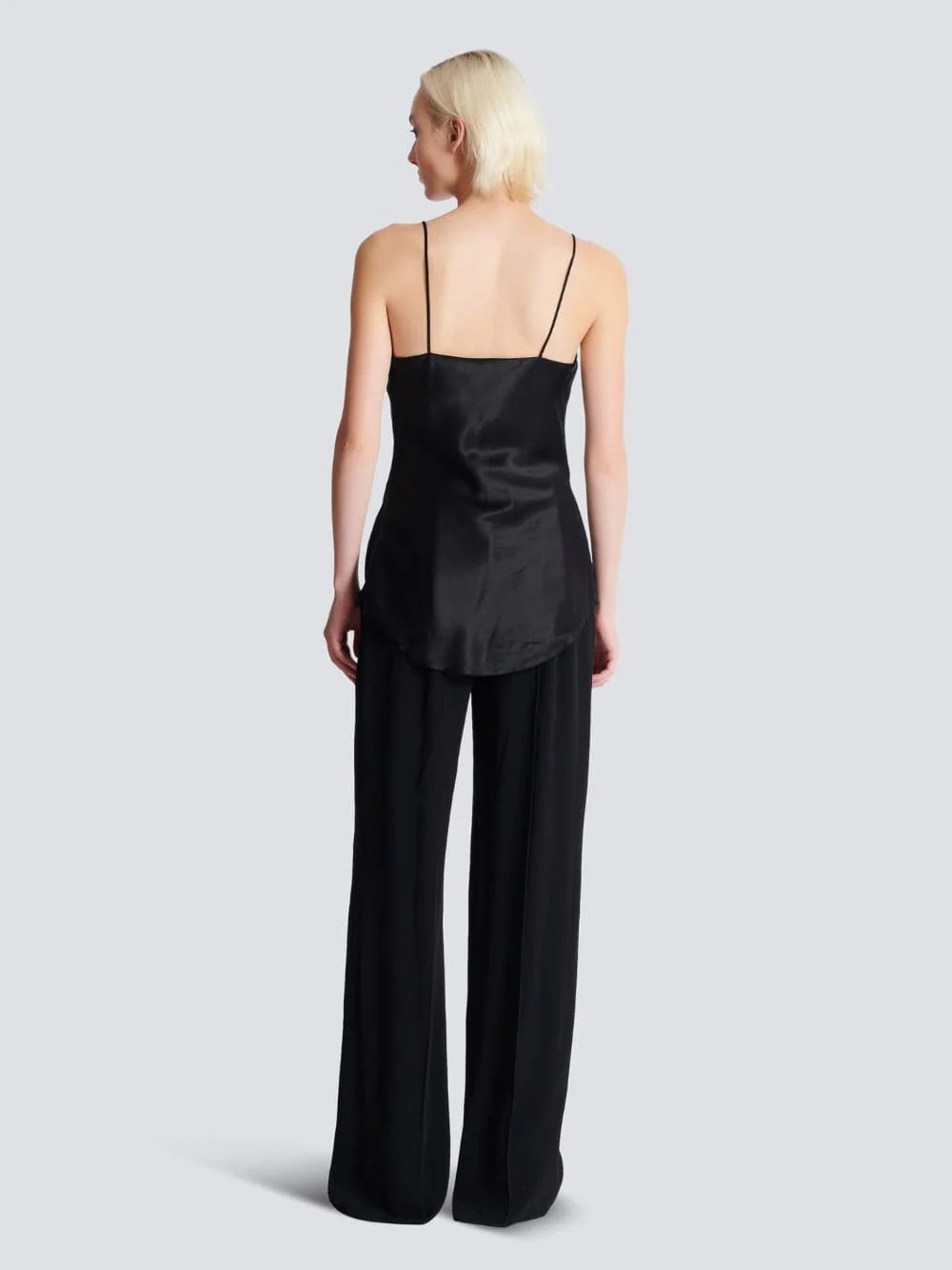 Black Draped Satin Top - Image 4