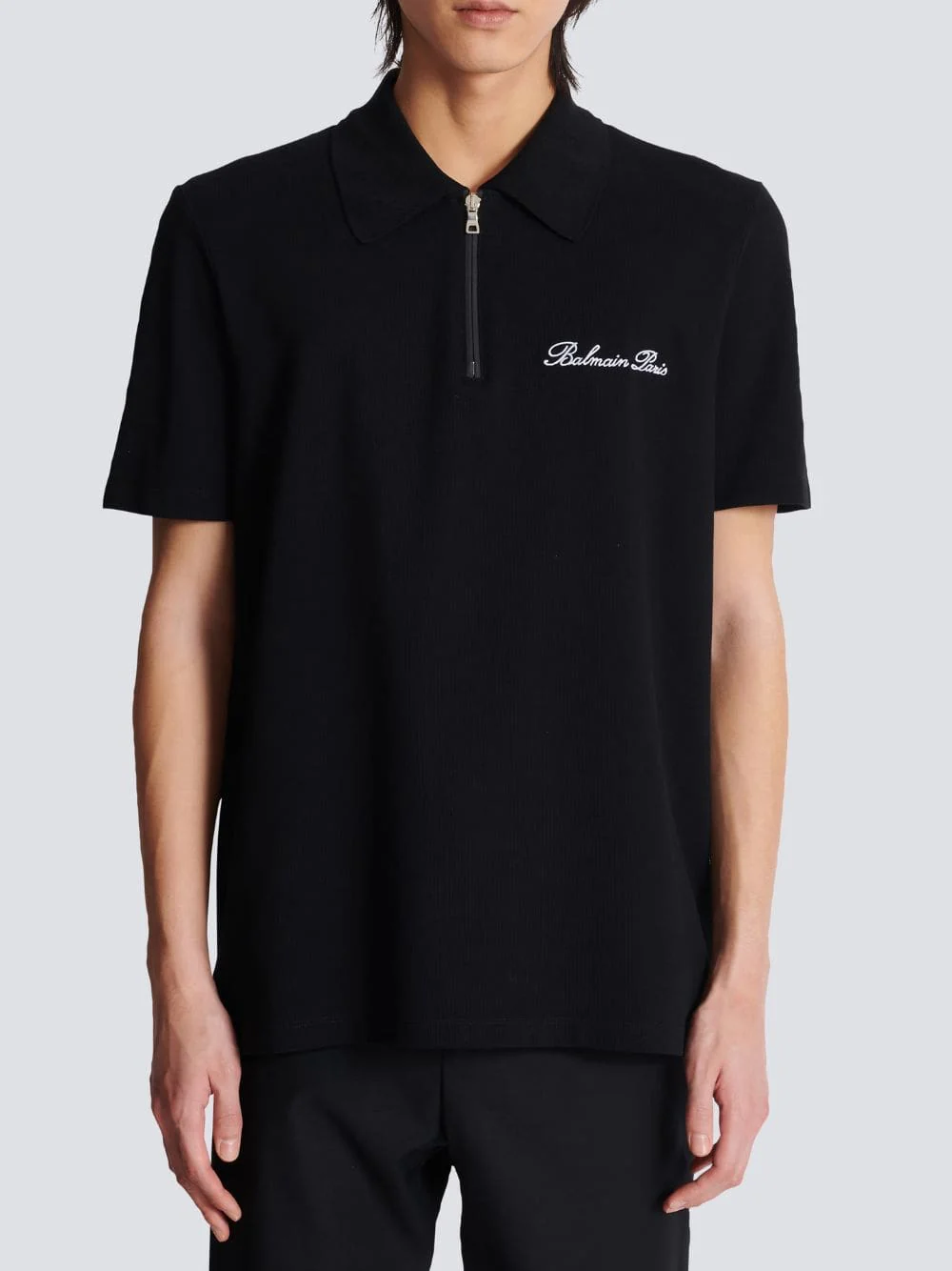Black Embroidered Polo Shirt - Image 2