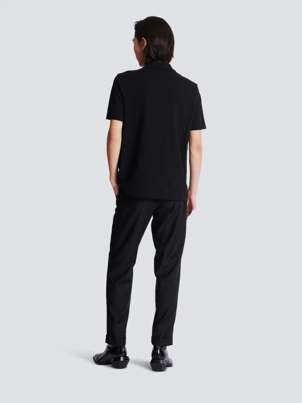 Black Embroidered Polo Shirt - Image 4