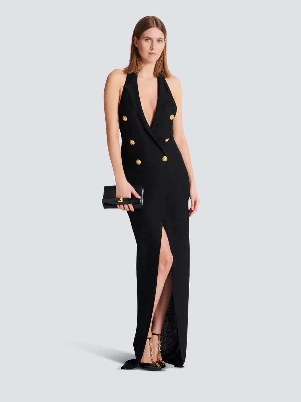 Black Halterneck Knit Maxi Dress