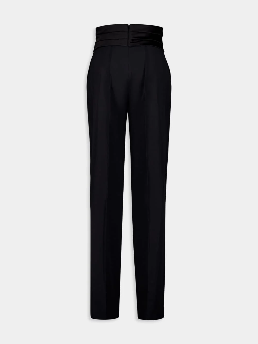 Black High-Waisted Satin Tailored Pants - Image 2