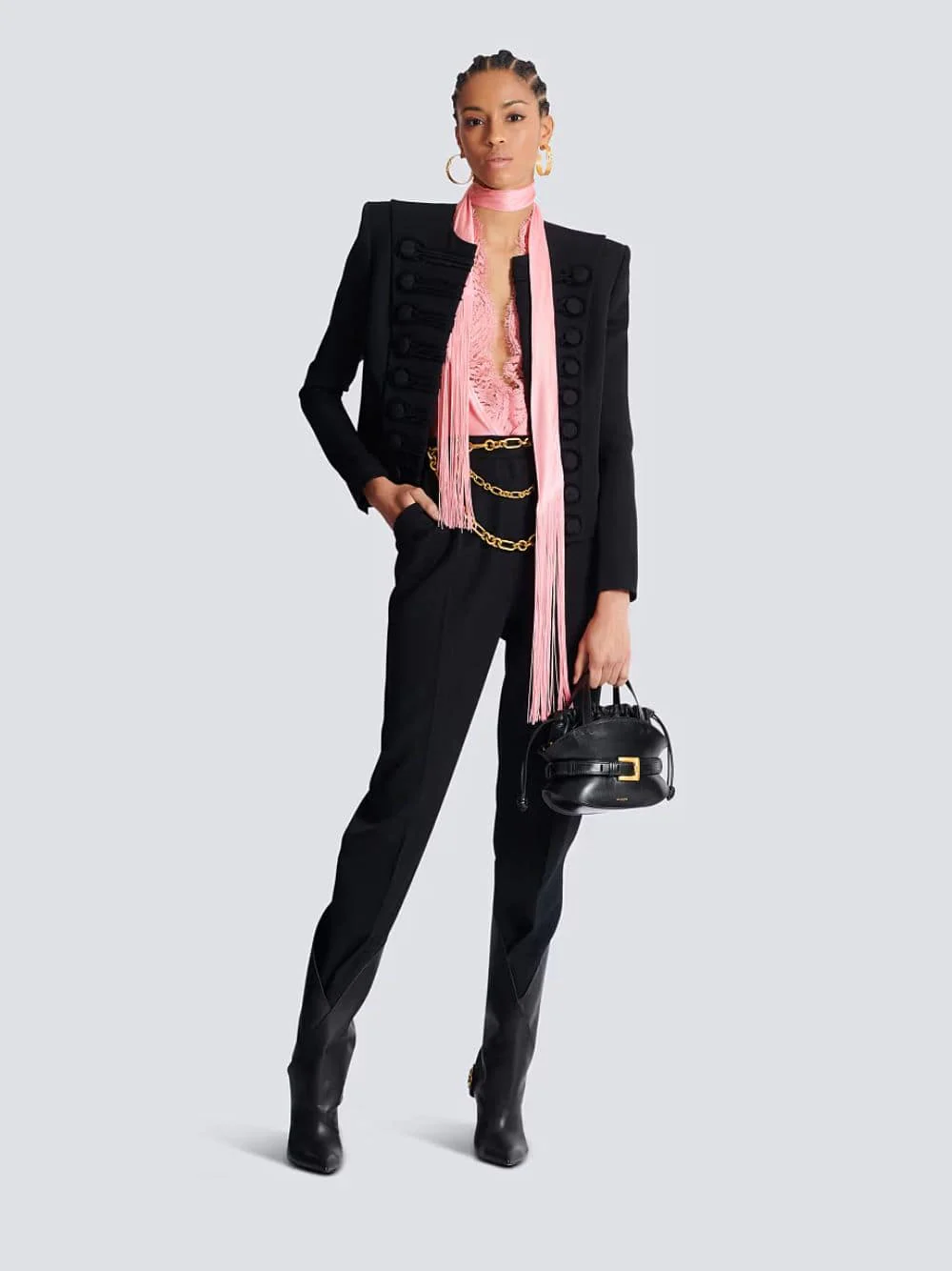 Black High-Waisted Wool Trousers - Image 2