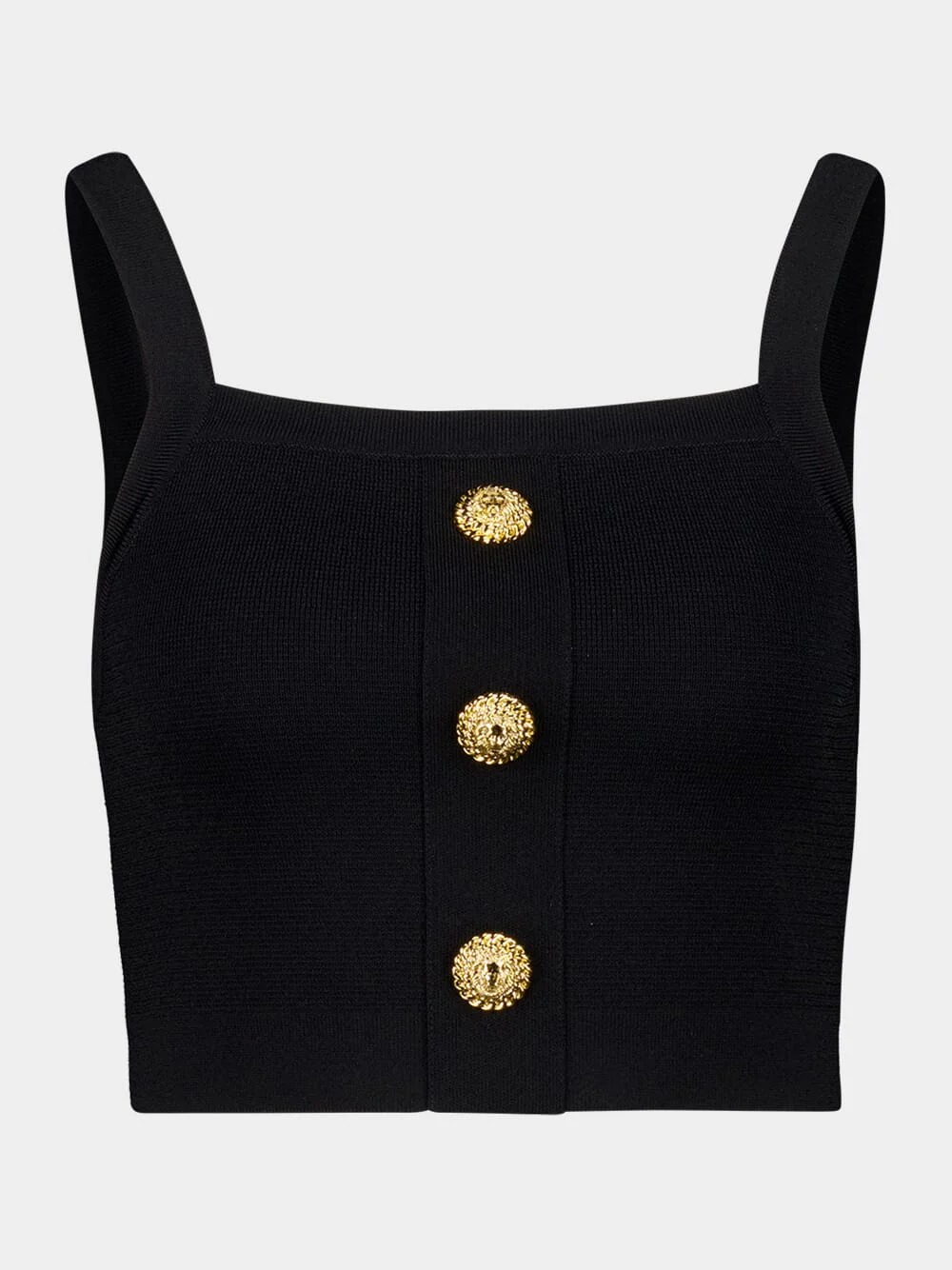 Black Knit Bralette Top with Buttons