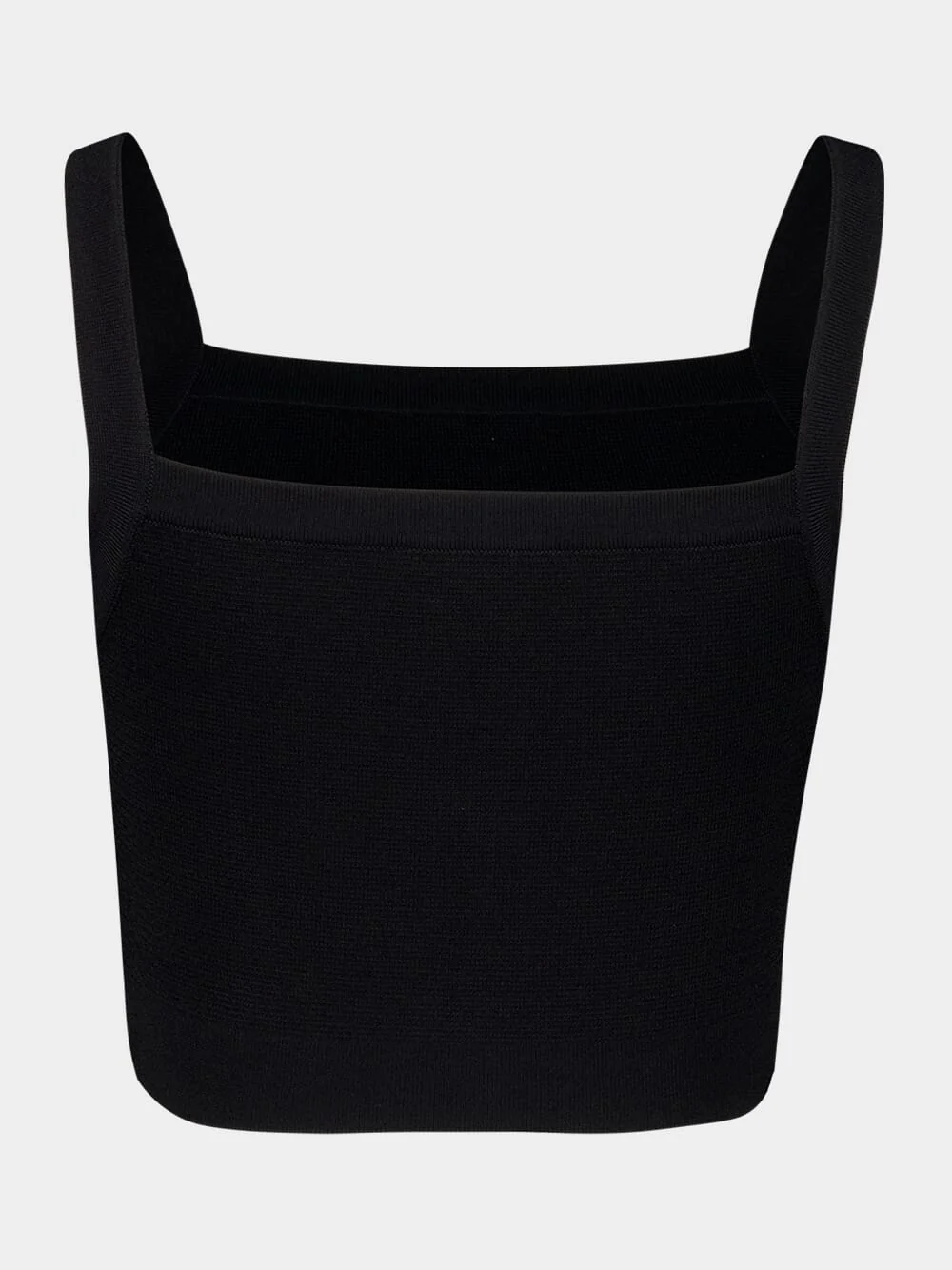 Black Knit Bralette Top with Buttons - Image 3