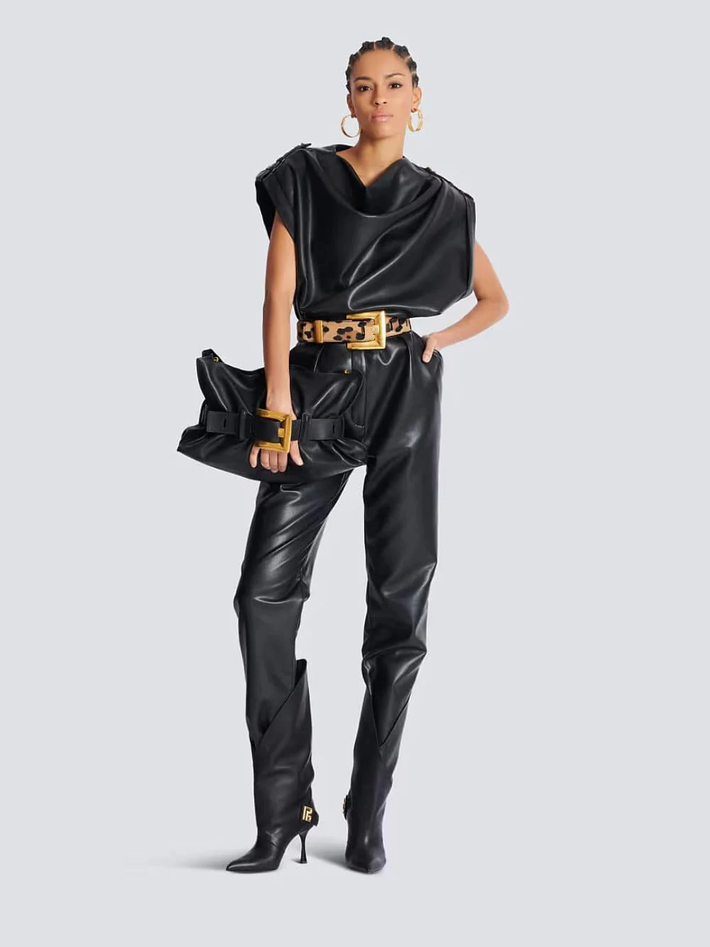 Black Medium Anthem Bag in Calfskin Leather - Image 2