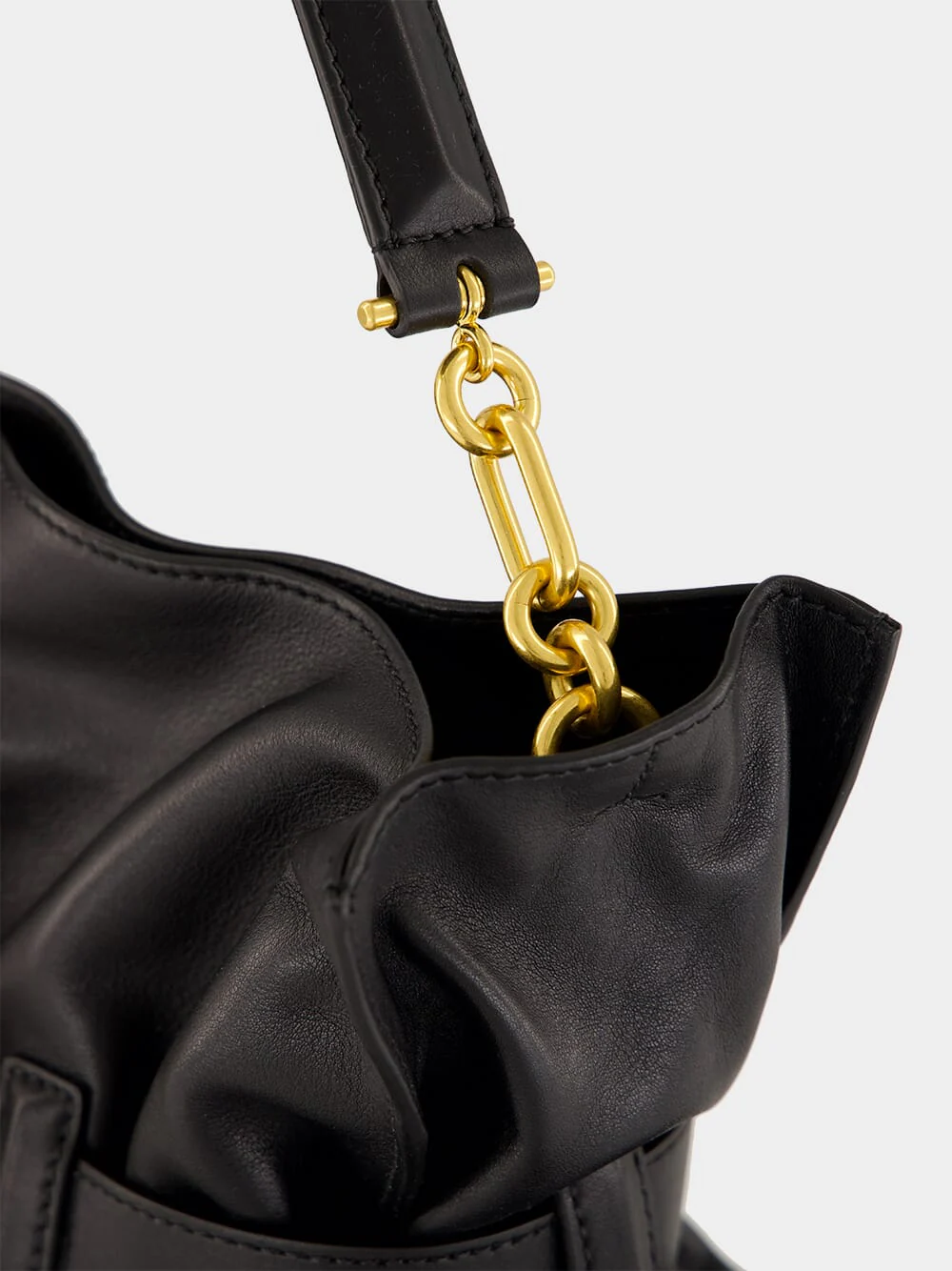 Black Medium Anthem Bag in Calfskin Leather - Image 9