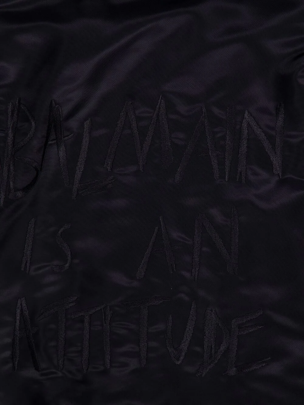 Black Nylon Bomber with Attitude Embroidery - Image 8