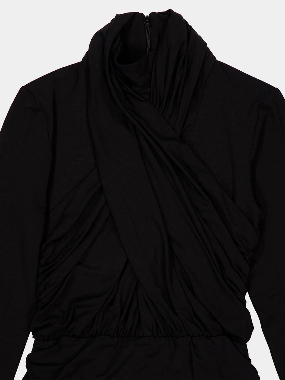 Black Pleated Jersey Midi Dress - Image 3