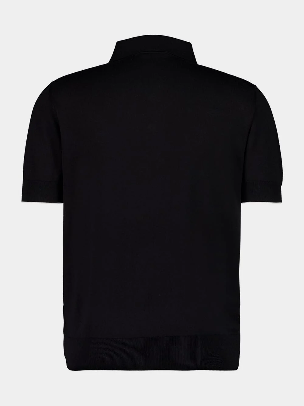 Black Polo Regular Fit Cotton Silk Knit - Image 2