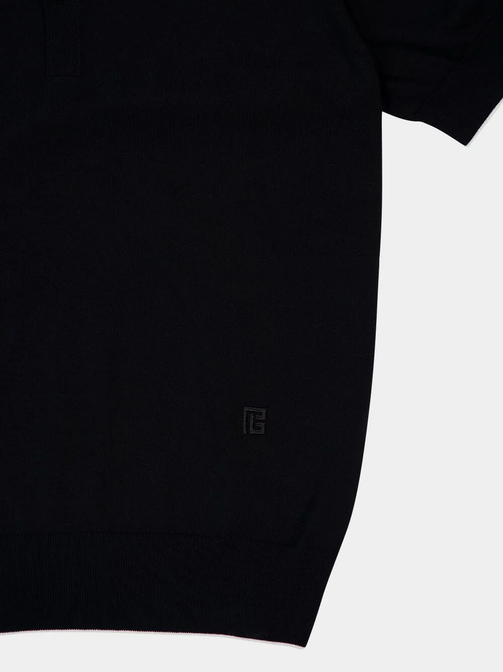 Black Polo Regular Fit Cotton Silk Knit - Image 4