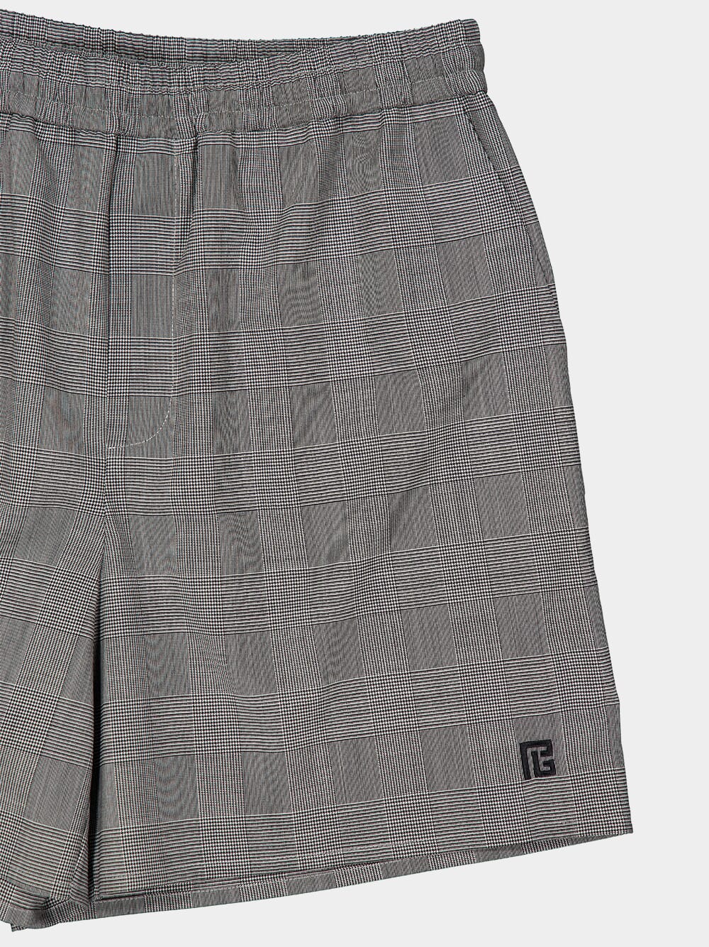 Black Prince of Wales Satin Relaxed Shorts - Image 3