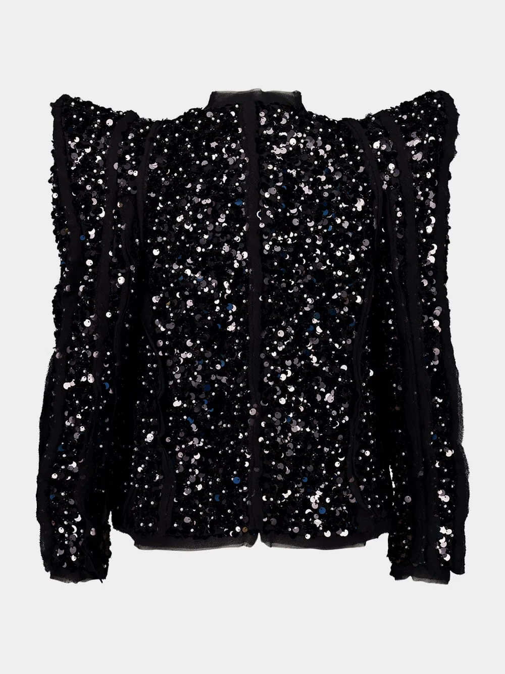 Black Sequin Pagoda Shoulder Jacket - Image 2
