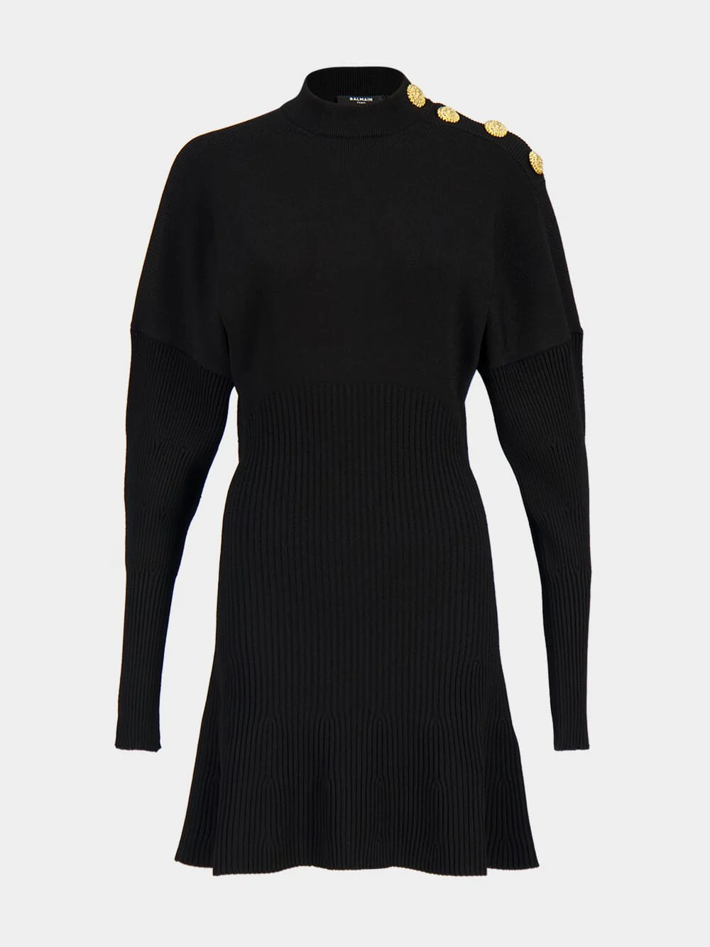 Black Short Flared Knit Dress - Image 2